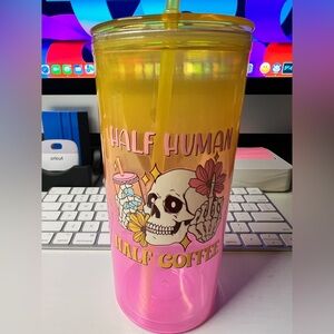Yellow and Pink Skull Design Drinkware Tumbler